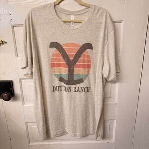 Bella Canvas Yellowstone Dutton Ranch T-Shirt 2XL Cream Heather Retro Graphic